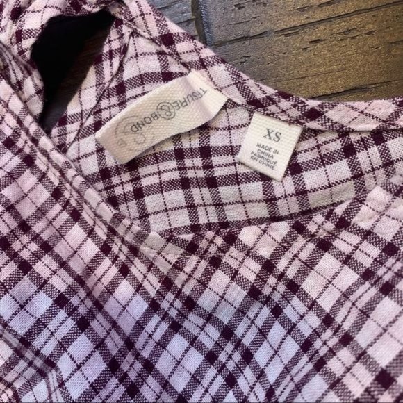 NEW Treasure & Bond Pink Hush Wicklow Plaid Check 3/4 Sleeve Top XS - Picture 10 of 11